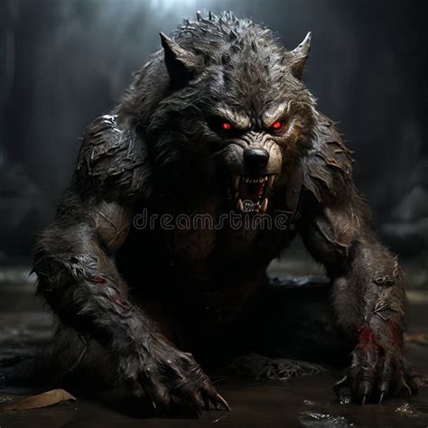 Lobo negro con ojos rojos stock de ilustración Ilustración de bestia