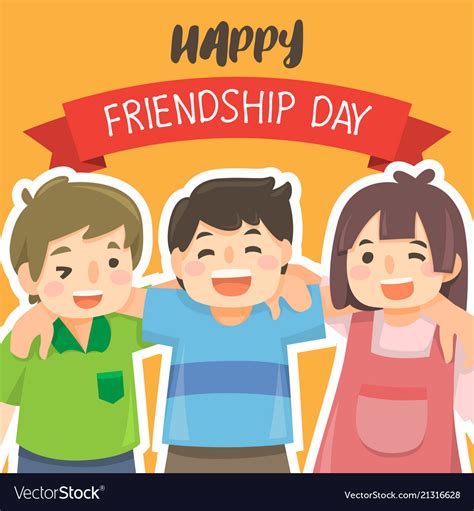 Happy friendship day with children Royalty Free Vector Image