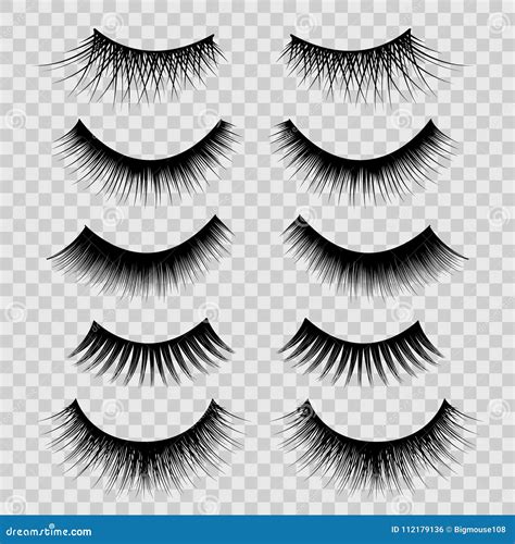 Realistic Detailed 3d Feminine Black Lashes Set Vector Stock Vector