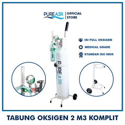 Jual Tabung Oksigen 2M3 Set Komplit 4in1 Tabung Regulator Selang Troli