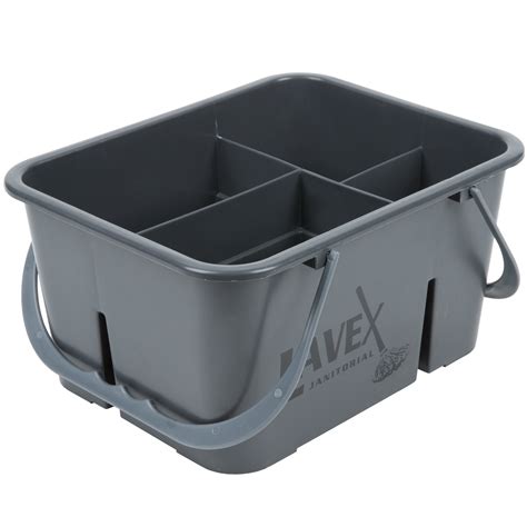 Lavex Janitorial Plastic Cleaning Caddy 4 Compartment Gray 115l X 9w