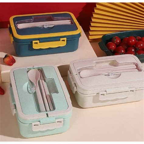 Jual Lunch Box Set Kotak Bekal Makan Wheat Straw Gandum Ml In