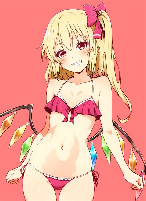 Kyanta5354 Flandre Scarlet Touhou Highres 1girl Bikini Blonde Hair Cowboy Shot Crystal