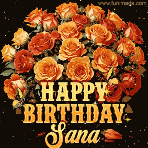 Beautiful Bouquet Of Orange And Red Roses For Sana Golden Inscription