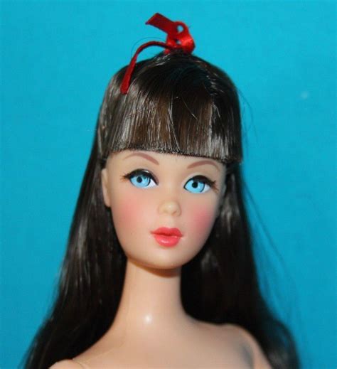 Vintage Barbie Reproduction Nude Doll Long Brunette Twist N Turn Tnt W Stand
