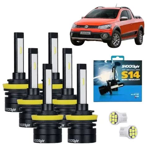 Kit L Mpadas Ultra Led Farol Alto Baixo Milha Saveiro Cross