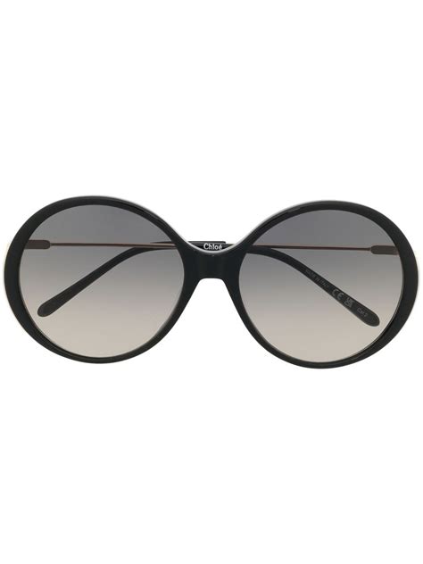 Chloé Eyewear Gradient Lenses Round Frame Sunglasses Black Farfetch Uk