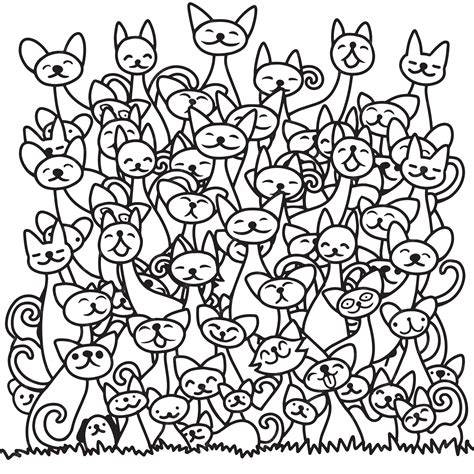 Premium Vector Doodle Cats Pile