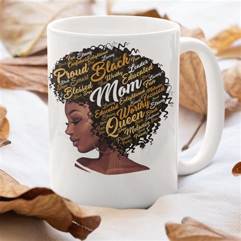 Happy Mothers Day Black Mom Queen Afro African Woman Mug Etsy