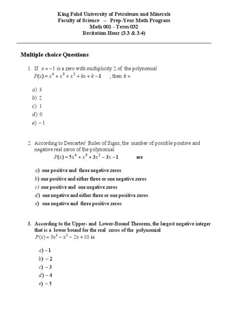 Multiple Choice Questions K Kx X X X X P Pdf