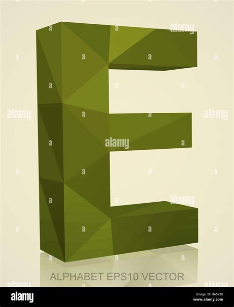 Abstract Khaki 3D Polygonal Uppercase Letter E With Reflection Low