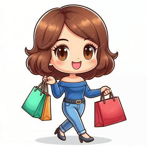 Cute cartoon buyer on white background AI | Premium AI-generated image