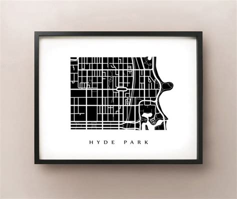 Hyde Park Map Chicago Neighbourhood Art Print - Etsy