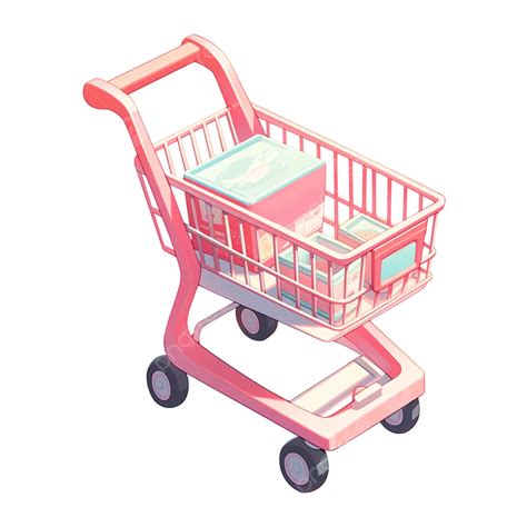Shopping Cart Pink Cartoon Three Dimensional Shopping Cart Buy