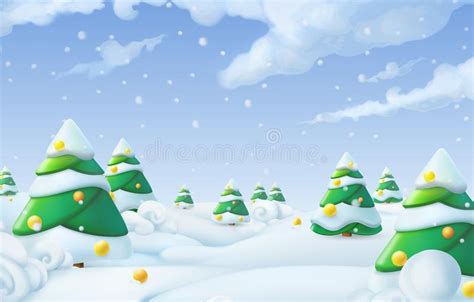 Christmas Background Winter Landscape Vector Illustration Stock Vector