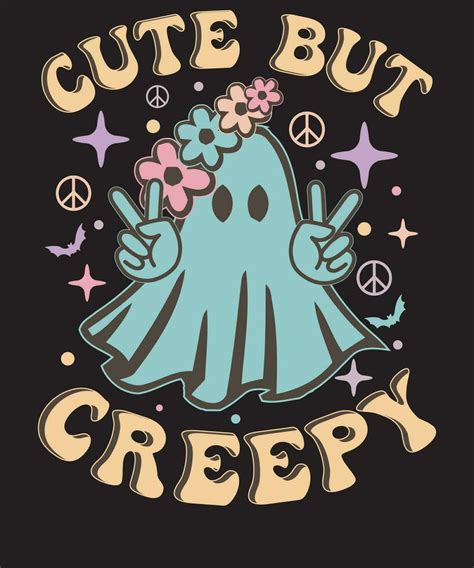 Retro Cute But Creepy Halloween Cute Ghost Halloween T Shirt Design