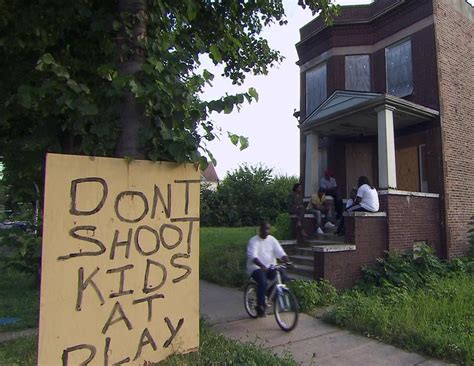 A sign outside of a home in south side Chicago. The shootings in this area went down 14% after ...