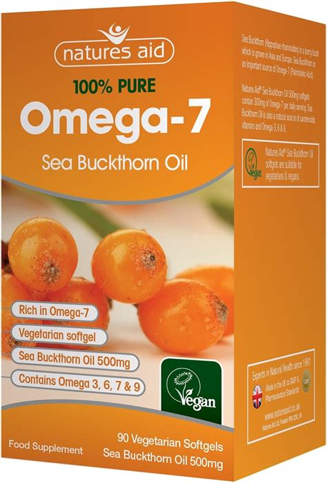 Natures Aid Sea Buckthorn Oil 500mg 60 Vegetarian Softgels