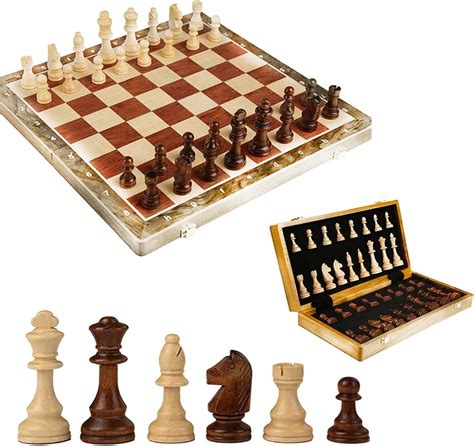 Portable Folding Wooden Chess Set With Handmade Felted Chess Pieces