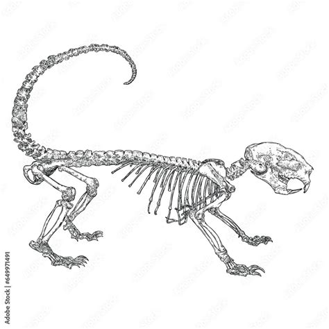 Porcupine skeleton illustration, drawing and engraving ink line art. Porcupine dead bones with ...