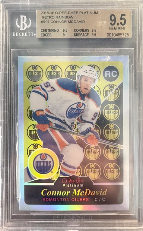 2015 16 O PEE CHEE PLATINUM RETRO RAINBOW R97 CONNOR MCDAVID BGS 9 5 MCP