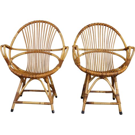 Paire De Fauteuils Vintage En Rotin