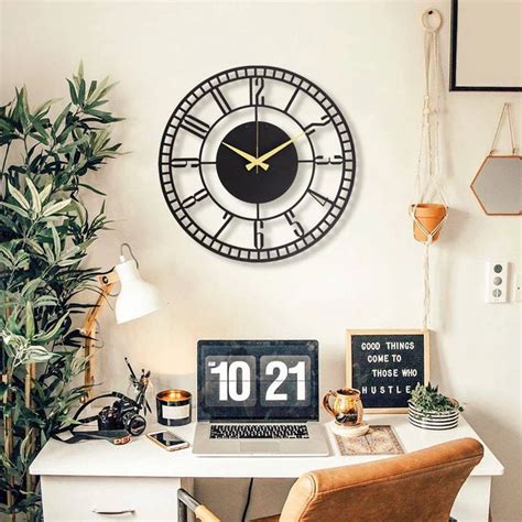 Large World Map Wall Clock Metal Minimalist Modern Clock Round Silent Wall Clocks For Living