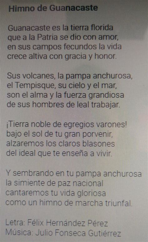 Aque Zona De Costa Rica Pertenece El Himno De Guanacaste Brainly Lat