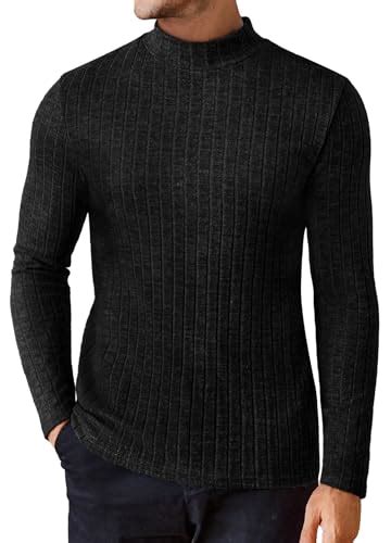 Ekouaer Mens Basic Thermal Fleece Ribbed Knit Pullover Sweater For