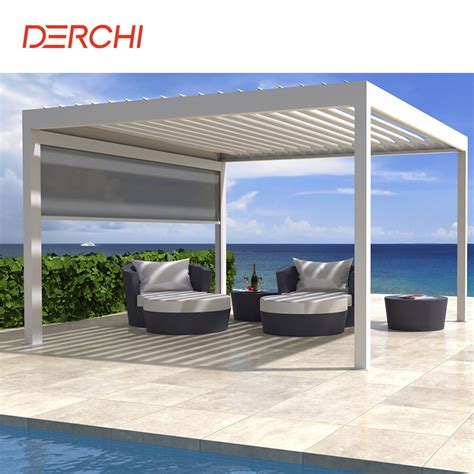 Waterproof Louvered Retractable Adjustable Roof Garden Gazebos