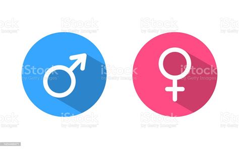 Gender Round Flat Icons With Shadow Stock Illustration Download Image Now Blue Circle