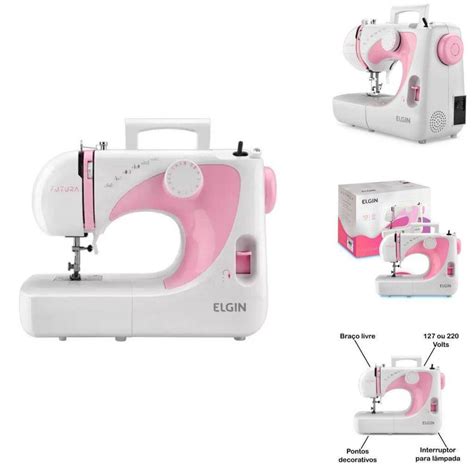 Máquina Costura Portátil Elgin Futura Jx2040 Branca E Rosa No Shoptime