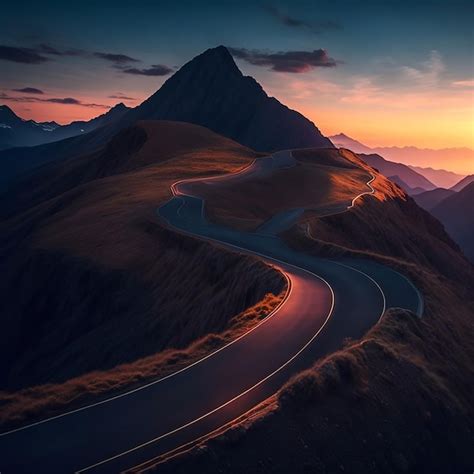 Premium AI Image | Curve road mountain landscape