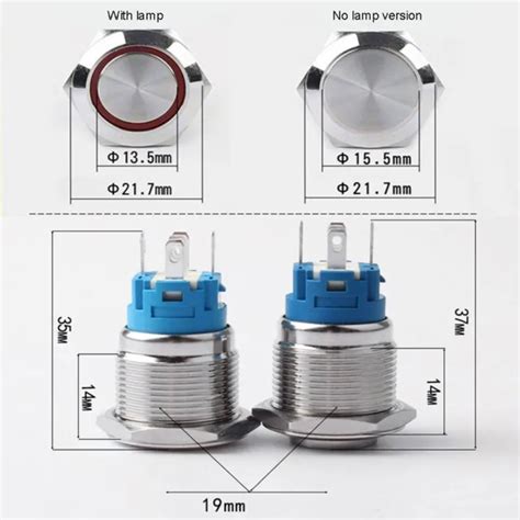 INTERRUPTEUR BOUTON POUSSOIR M TALLIQUE Class IP66 19 Mm Avec LED D