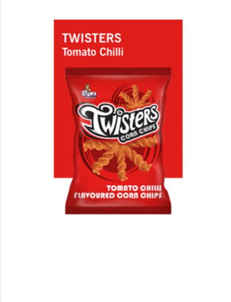 50 X 24 G Elzea Twisters Tomato Chilli Flavoured Corn Chips Airstall