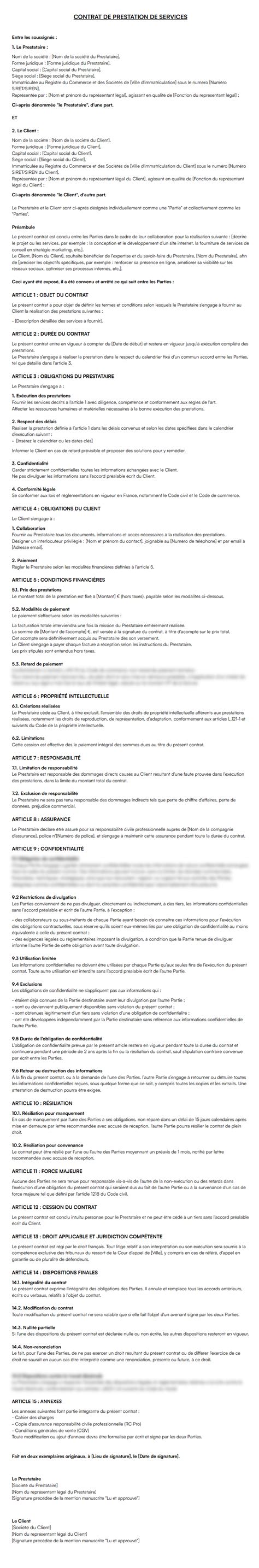 Mod Le De Contrat De Prestation De Services Pdf Et Word