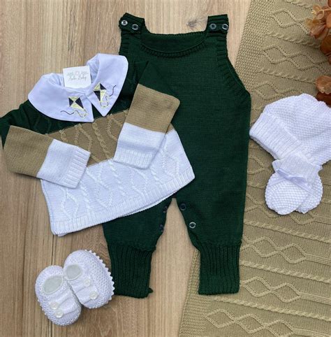 Sa Da Maternidade Tricot Beb Menino Noah Tric Verde Bege E Branco