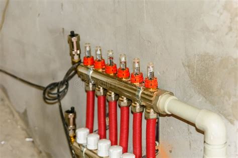 Details of Central Heating System in a Boiler Room Stock Image - Image ...