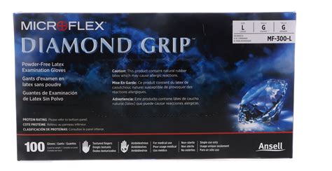 Microflex Diamond Grip Powder Free Latex Examination Glove Large