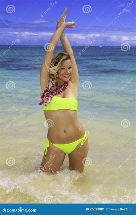 Beautiful Blond In Bikini On Beach Stock Image Image Of Pretty