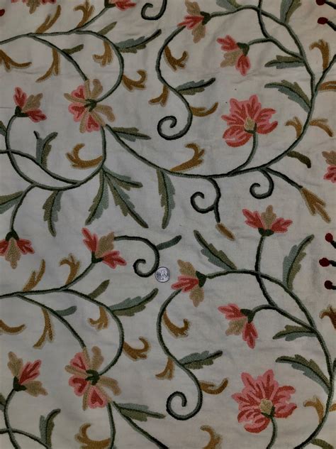 Multicolor Crewel Kf 011 Embroidered Crewel Fabric By The Yard