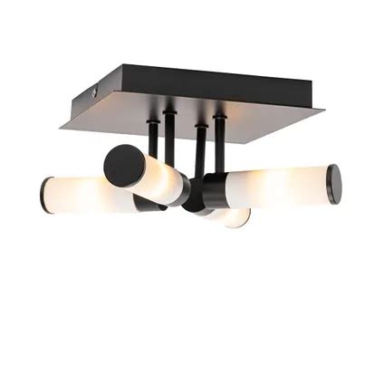 Qazqa Moderne Badkamer Plafondlamp Zwart Lichts Ip Bath