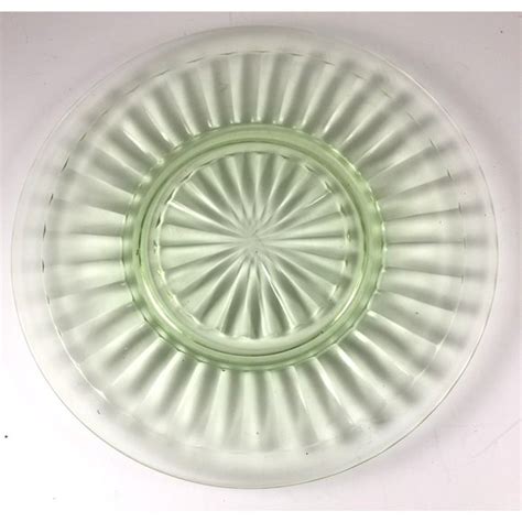 Anchor Hocking Dining Uranium Glass Plate Depression Glass Pillar