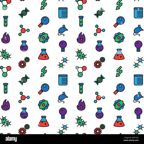 Science Icons Seamless Pattern Laboratory Biology Symbols Vector