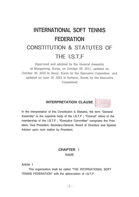 Istf Official Constitution International Soft Tennis Federation