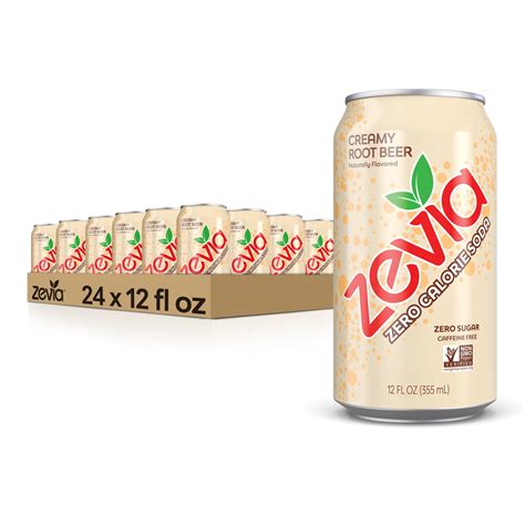 Zevia Zero Sugar Creamy Root Beer Soda Pop 12 Fl Oz 24 Pack Of Cans