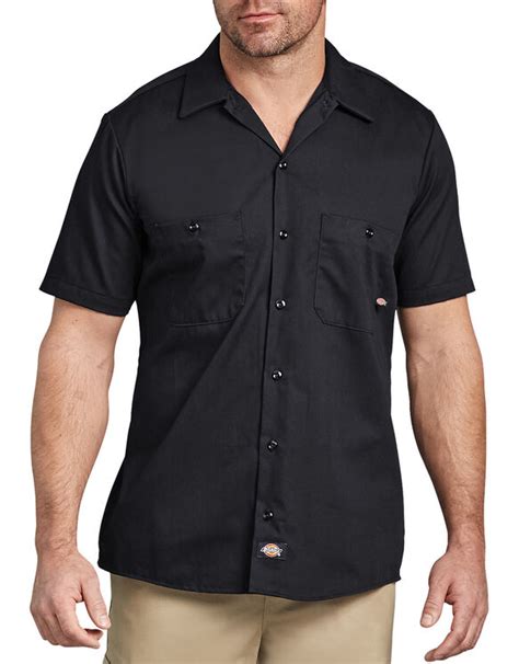 Short Sleeve Industrial Cotton Work Shirt Black | Mens Shirts | Dickies