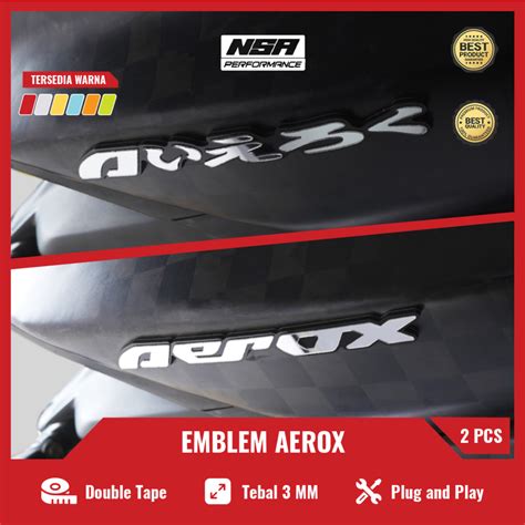 Nsa EMBLEM AEROX LOGO AEROX Embossed 3D 2PCS Motorcycle EMBLEM Open