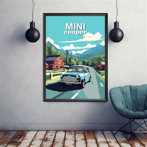 Mini Cooper Poster 1960s Car Print Mini Cooper Print Car Etsy Uk