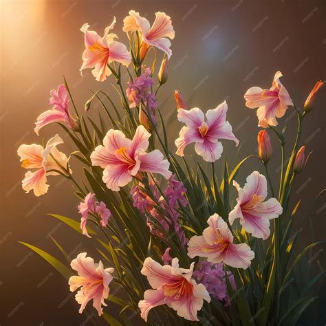 Premium AI Image | a bouquet of flowers with the sun shining on the ...